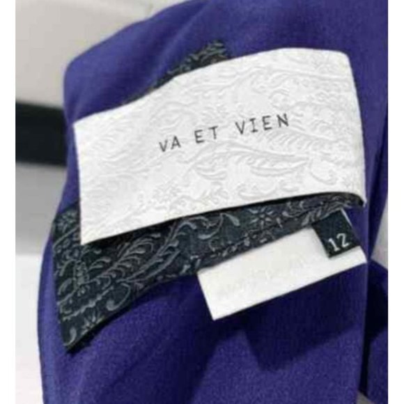 Size 12 NEW$200.00 ANTHROPOLOGIE VA ET VIEN SILK BLUE‎ RUFFLE PARTY DRESS W/TIE - Picture 4 of 13